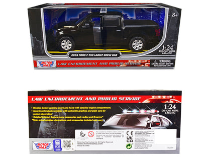 2019 Ford F-150 Lariat Crew Cab Pickup Truck Unmarked Plain Black "Law Enforcement and Public Service" Series 1/24 Diecast Model Car by Motormax-DiecastModeler.com