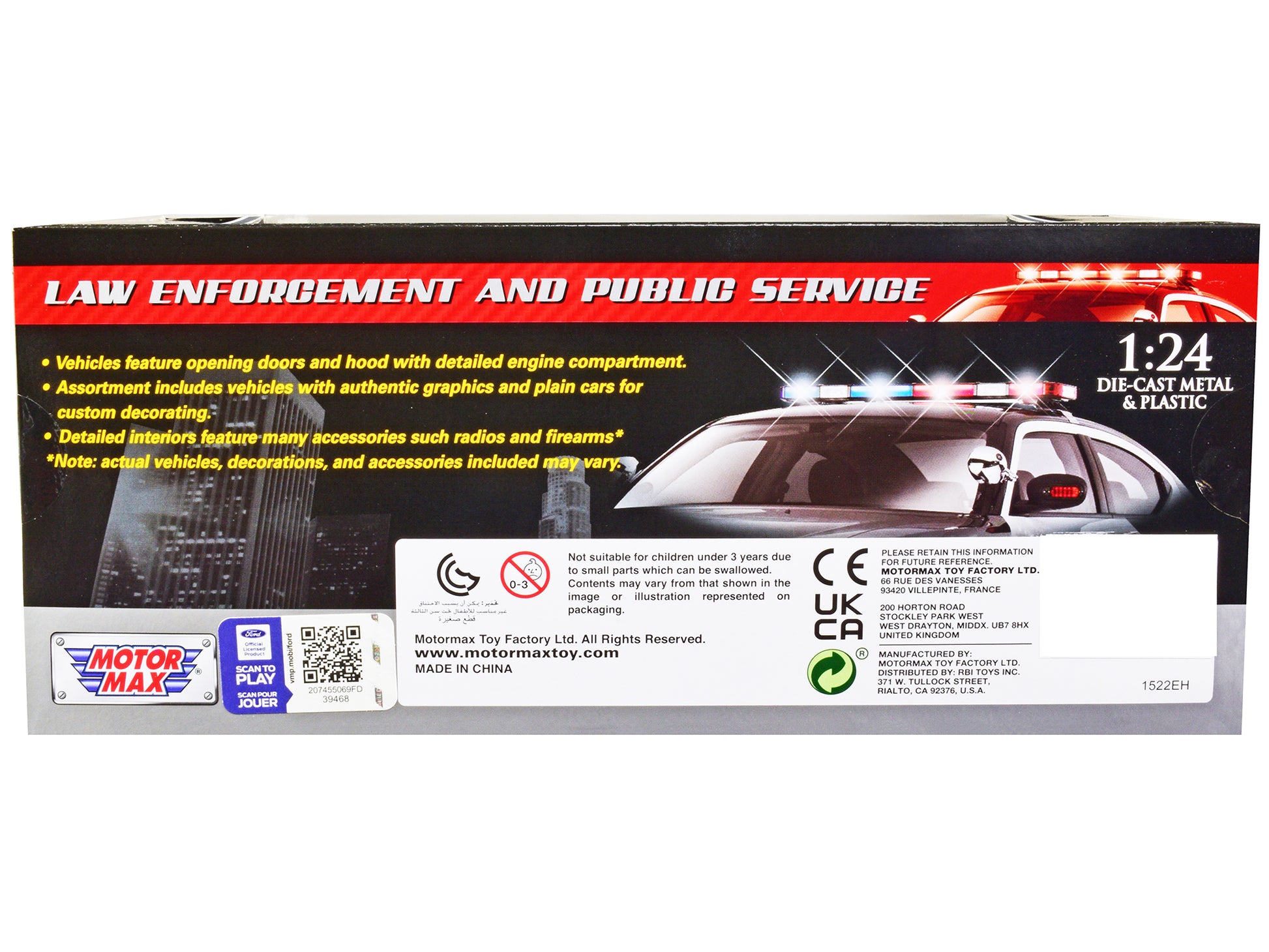 2019 Ford F-150 Lariat Crew Cab Pickup Truck Unmarked Plain Black "Law Enforcement and Public Service" Series 1/24 Diecast Model Car by Motormax-DiecastModeler.com