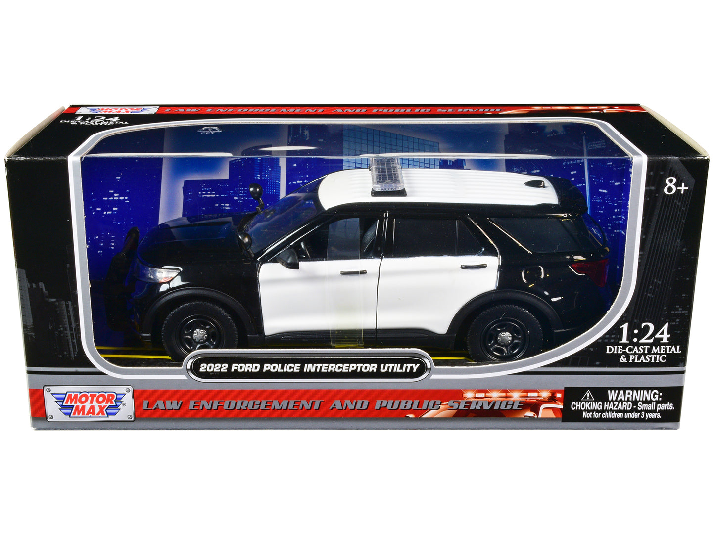 2022 Ford Police Interceptor Utility Unmarked Black and White 1/24 Diecast Model Car by Motormax