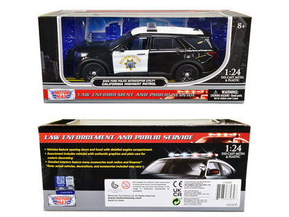 2022 Ford Police Interceptor Utility "California Highway Patrol" Black and White 1/24 Diecast Model Car by Motormax