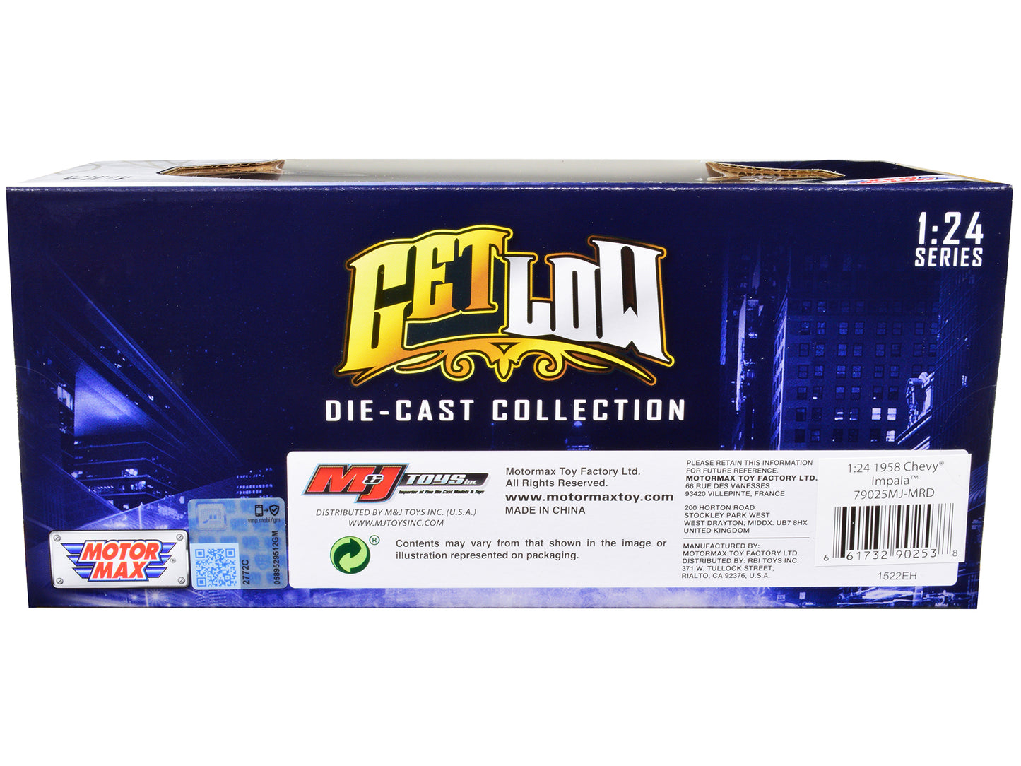 1958 Chevrolet Impala Convertible Lowrider Dark Red Metallic with Red Interior "Get Low" Series 1/24 Diecast Model Car by Motormax