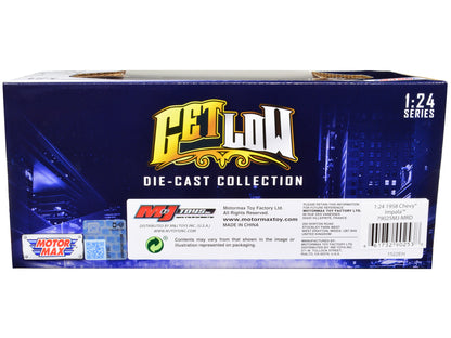 1958 Chevrolet Impala Convertible Lowrider Dark Red Metallic with Red Interior "Get Low" Series 1/24 Diecast Model Car by Motormax