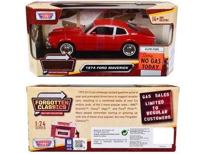 1974 Ford Maverick Red "Forgotten Classics" Series 1/24 Diecast Model Car by Motormax-DiecastModeler.com