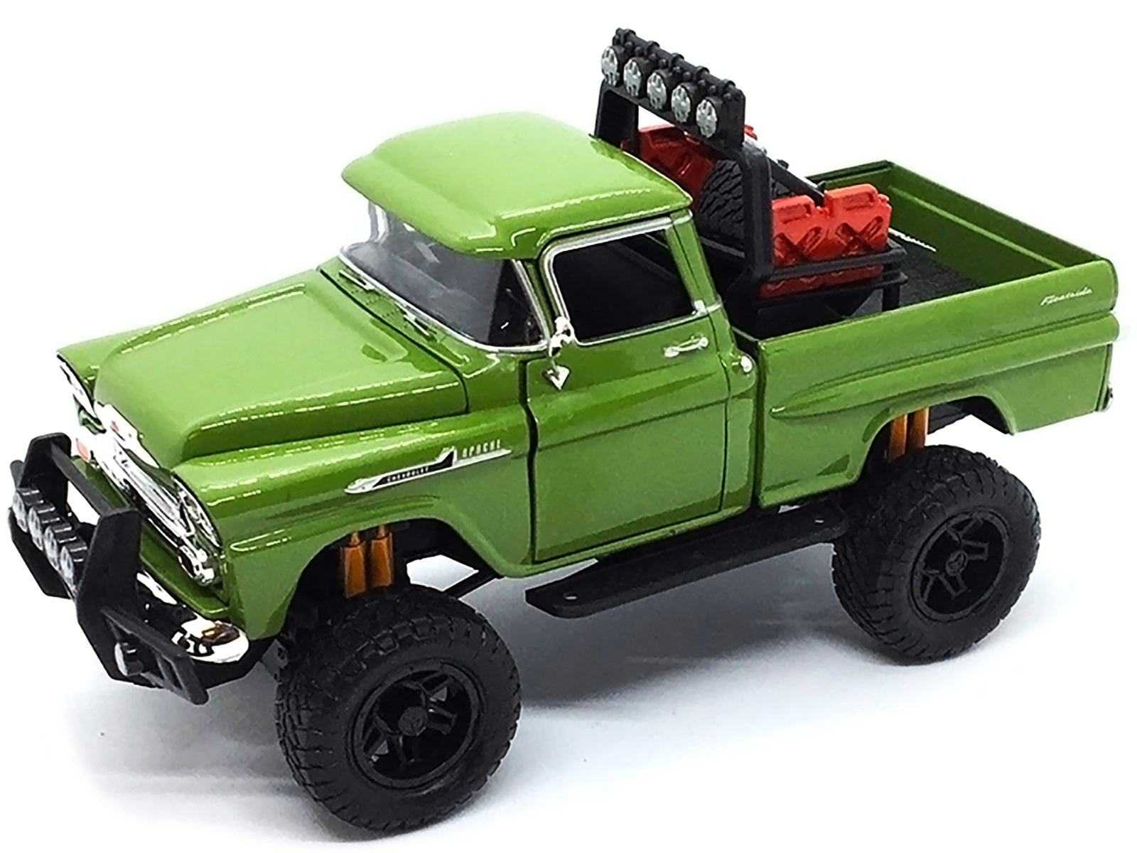 1958 Chevrolet Apache Fleetside Pickup Truck Off Road Green 1/24 Diecast Model by Motormax-DiecastModeler.com