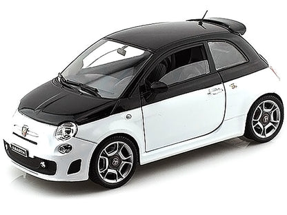 Fiat Abarth 500 White and Black 1/18 Diecast Model Car by Motormax