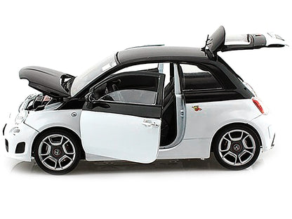 Fiat Abarth 500 White and Black 1/18 Diecast Model Car by Motormax