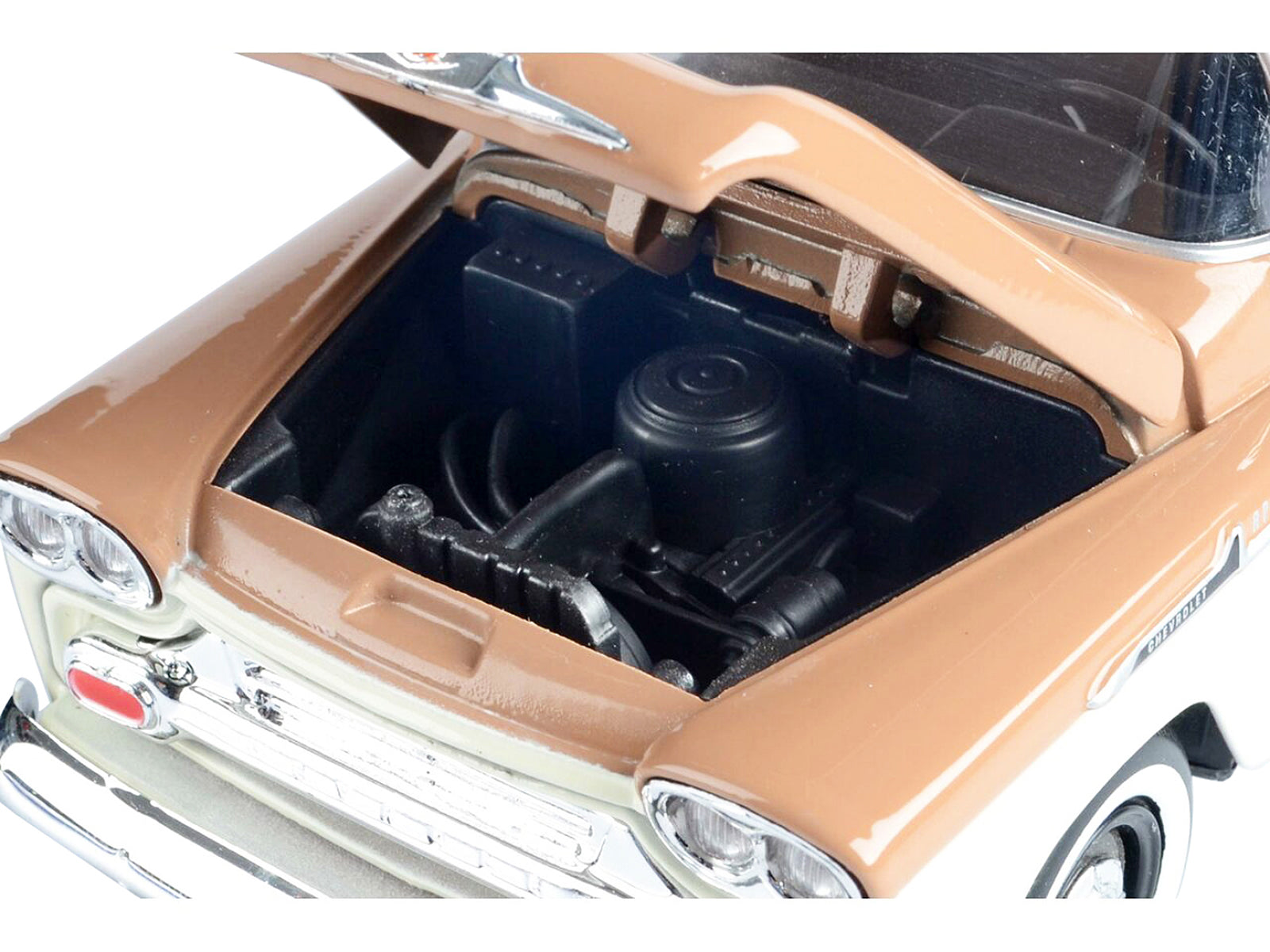 1958 Chevrolet Apache Fleetside Pickup Truck Brown and Beige 1/24 Diecast Model Car by Motormax-DiecastModeler.com
