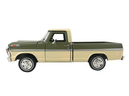 1969 Ford F-100 Pickup Truck Light Green and Cream 1/24 Diecast Model Car by Motormax