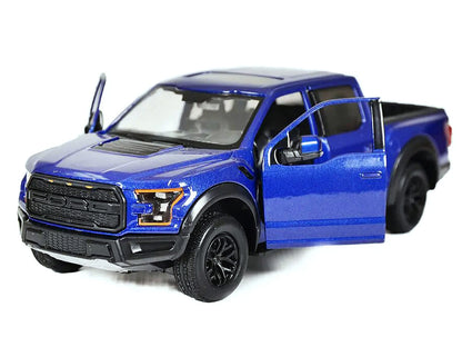 2017 Ford F-150 Raptor Pickup Truck Blue with Black Wheels 1/27 Diecast Model Car by Motormax-DiecastModeler.com