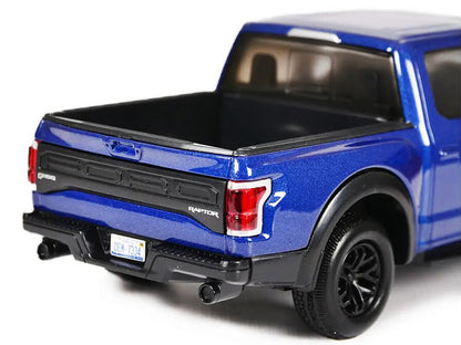 2017 Ford F-150 Raptor Pickup Truck Blue with Black Wheels 1/27 Diecast Model Car by Motormax-DiecastModeler.com