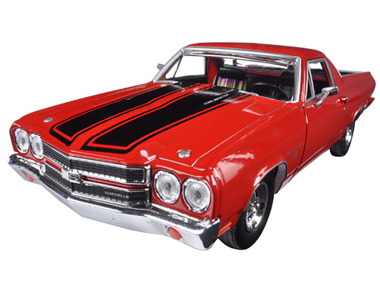 1970 Chevrolet El Camino SS 396 Red with Black Stripes 1/24 Diecast Model Car by Motormax-DiecastModeler.com