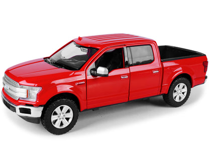 2019 Ford F-150 Lariat Crew Cab Pickup Truck Red 1/24-1/27 Diecast Model Car by Motormax-DiecastModeler.com