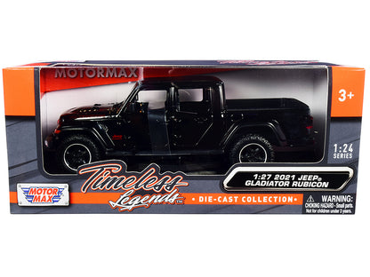 2021 Jeep Gladiator Rubicon (Closed Top) Pickup Truck Black 1/24-1/27 Diecast Model Car by Motormax-DiecastModeler.com