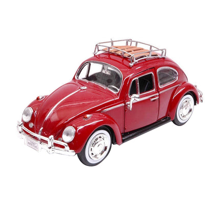 1966 Volkswagen Classic Beetle Red 1/24 Diecast Car Model by Motormax-DiecastModeler.com