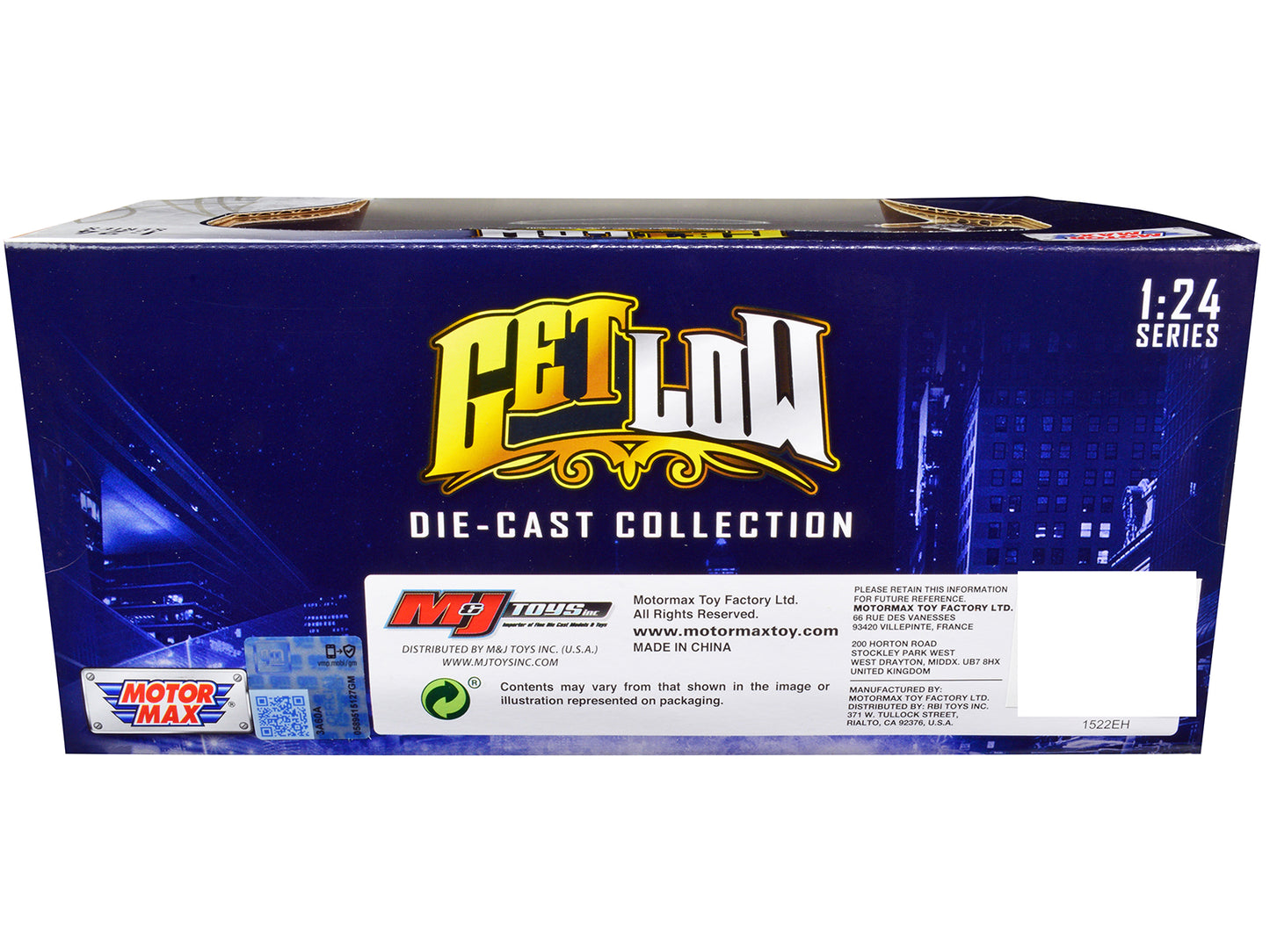 1966 GMC C1000 Fenderside Pickup Truck Lowrider Blue with White Top "Get Low" Series 1/24 Diecast Model Car by Motormax