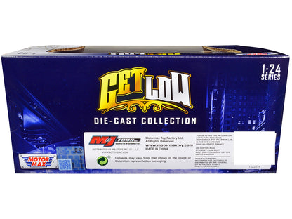 1966 GMC C1000 Fenderside Pickup Truck Lowrider Blue with White Top "Get Low" Series 1/24 Diecast Model Car by Motormax