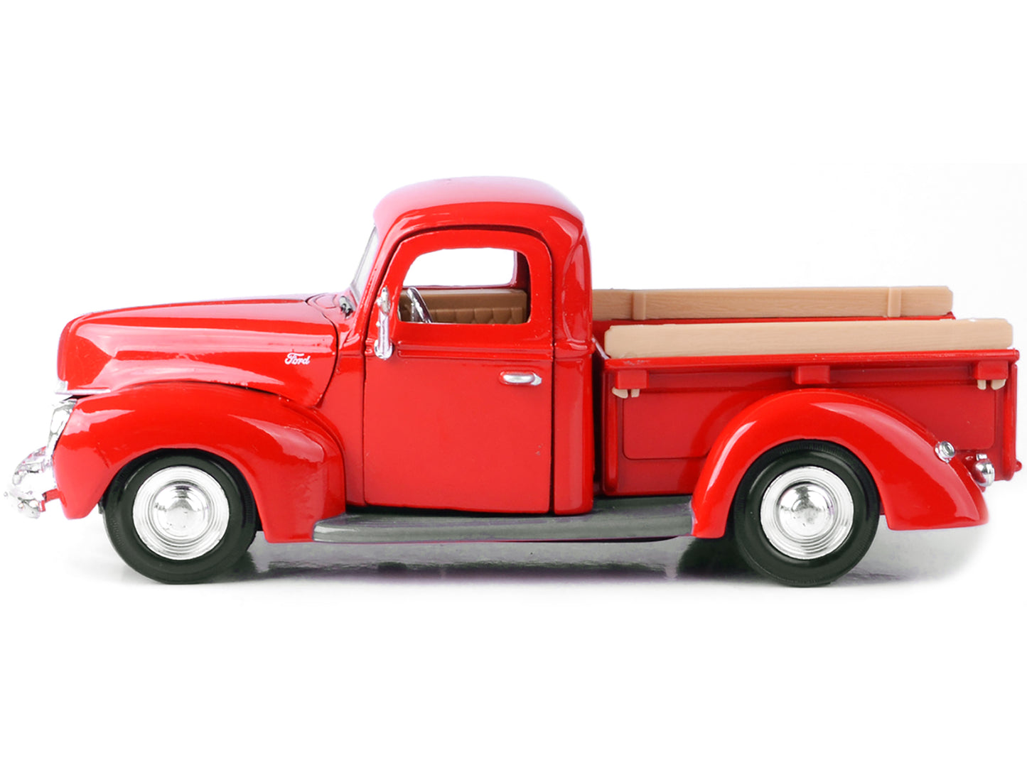 1940 Ford Pickup Truck Red 1/24 Diecast Model Car by Motormax-DiecastModeler.com