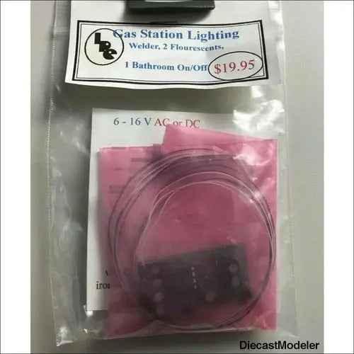 Model railroad, gas station lighting, welder-DiecastModeler.com