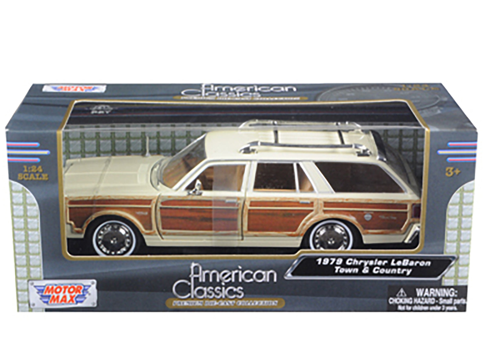 1979 Chrysler Lebaron Town & Country Cream 1/24 Diecast Model Car by Motormax-DiecastModeler.com
