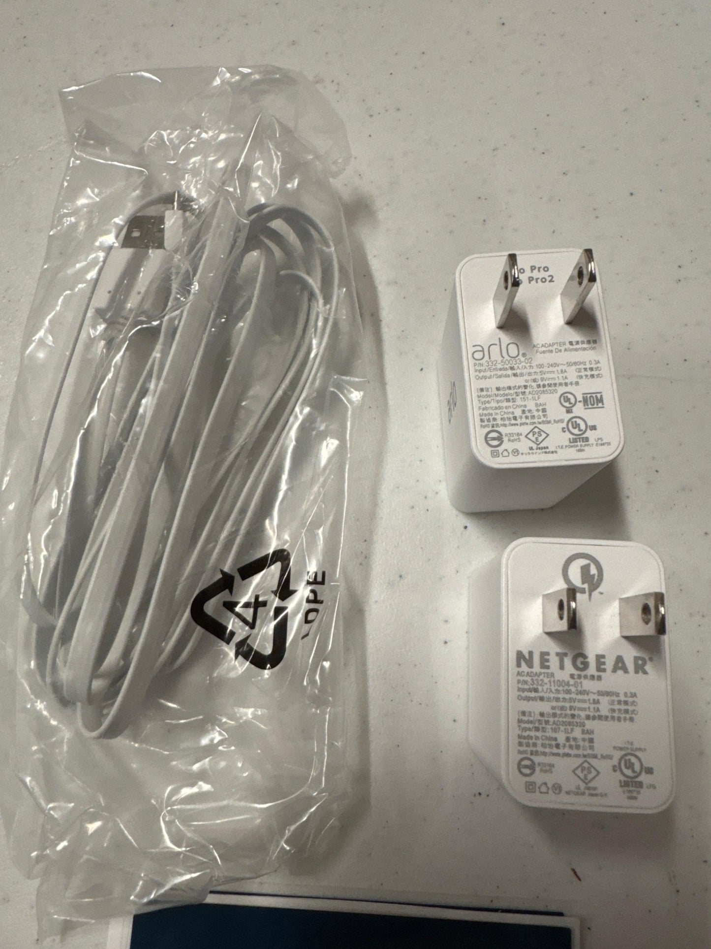 Netgear Arlo charging cable and plug-DiecastModeler.com