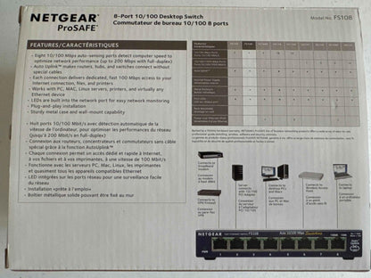 NETGEAR ProSafe FS108 8-Port 10/100 Fast Ethernet Desktop Switch-DiecastModeler.com