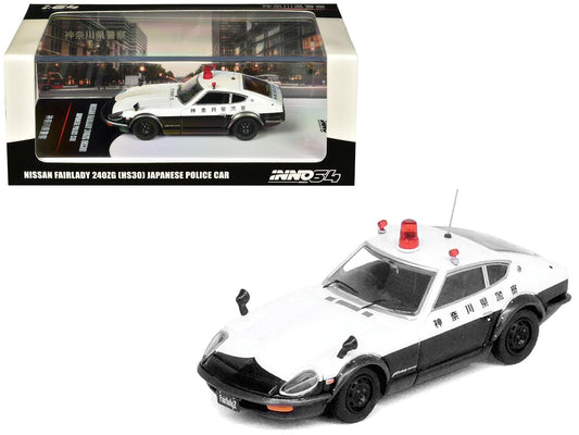 Nissan Fairlady 240ZG (HS30) RHD (Right Hand Drive) Black and White "Japanese Police" 1/64 Diecast Model Car by Inno Models-DiecastModeler.com