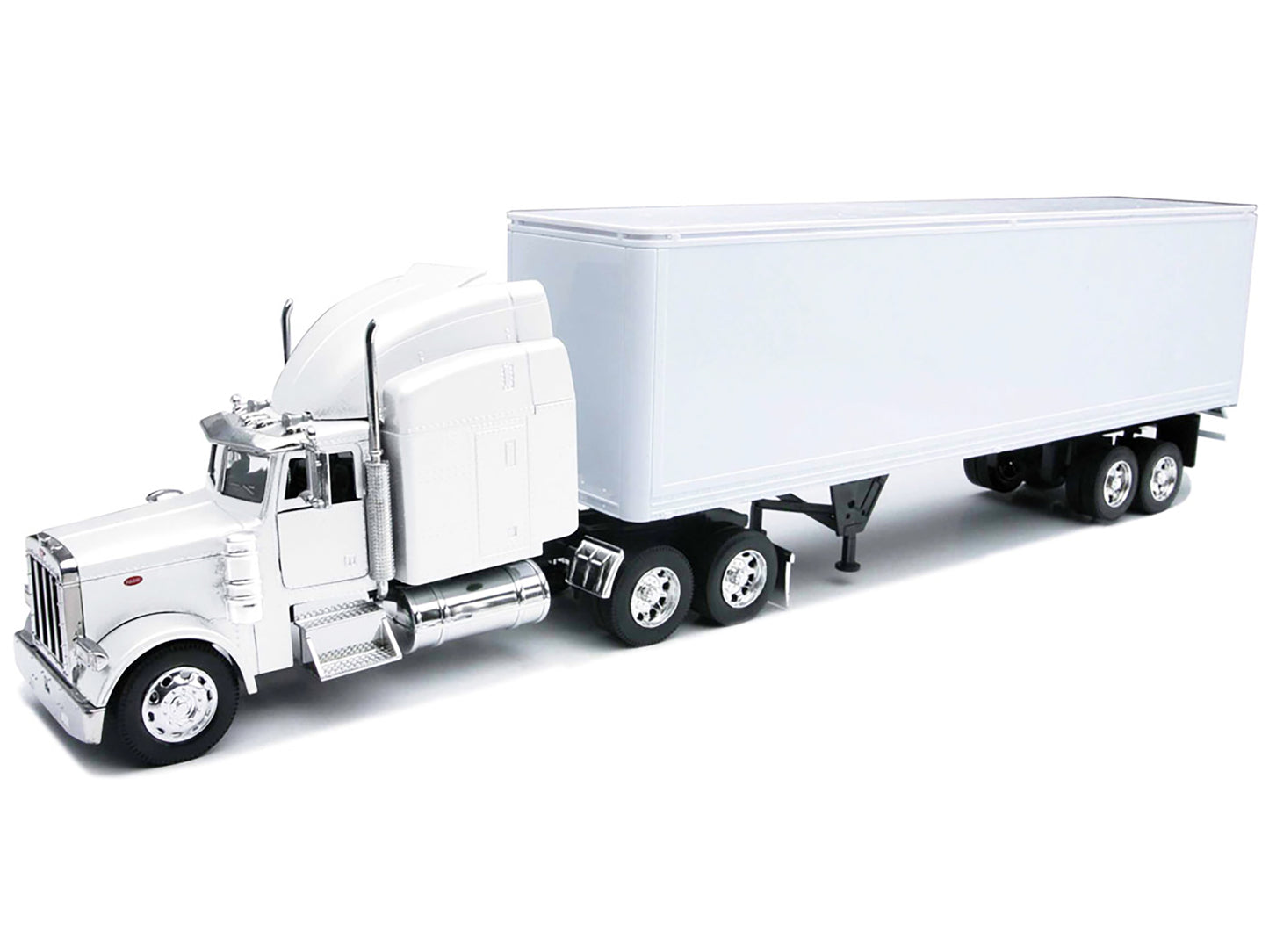 Peterbilt 379 Truck with Dry Goods Trailer White "Long Haul Trucker" Series 1/32 Diecast Model by New Ray-DiecastModeler.com