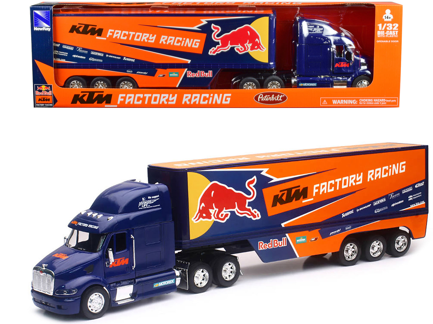 Peterbilt 387 Truck Dark Blue "Red Bull - KTM Factory Racing" 1/32 Diecast Model by New Ray-DiecastModeler.com