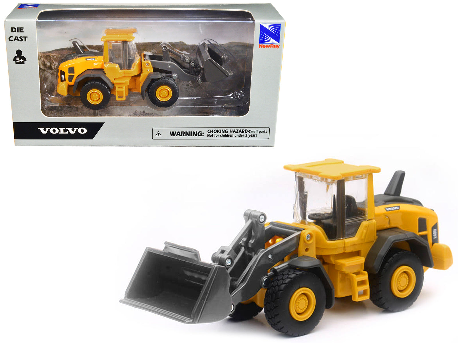 Volvo L60H Wheel Loader Yellow Diecast Model by New Ray-DiecastModeler.com