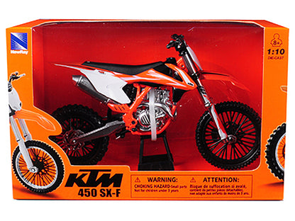 KTM 450 SX-F Dirt Bike Orange and White 1/10 Diecast Motorcycle Model by New Ray-DiecastModeler.com