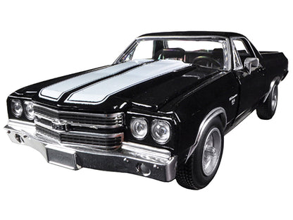 1970 Chevrolet El Camino SS Black with White Stripes "Muscle Car Collection" 1/25 Diecast Model Car by New Ray
