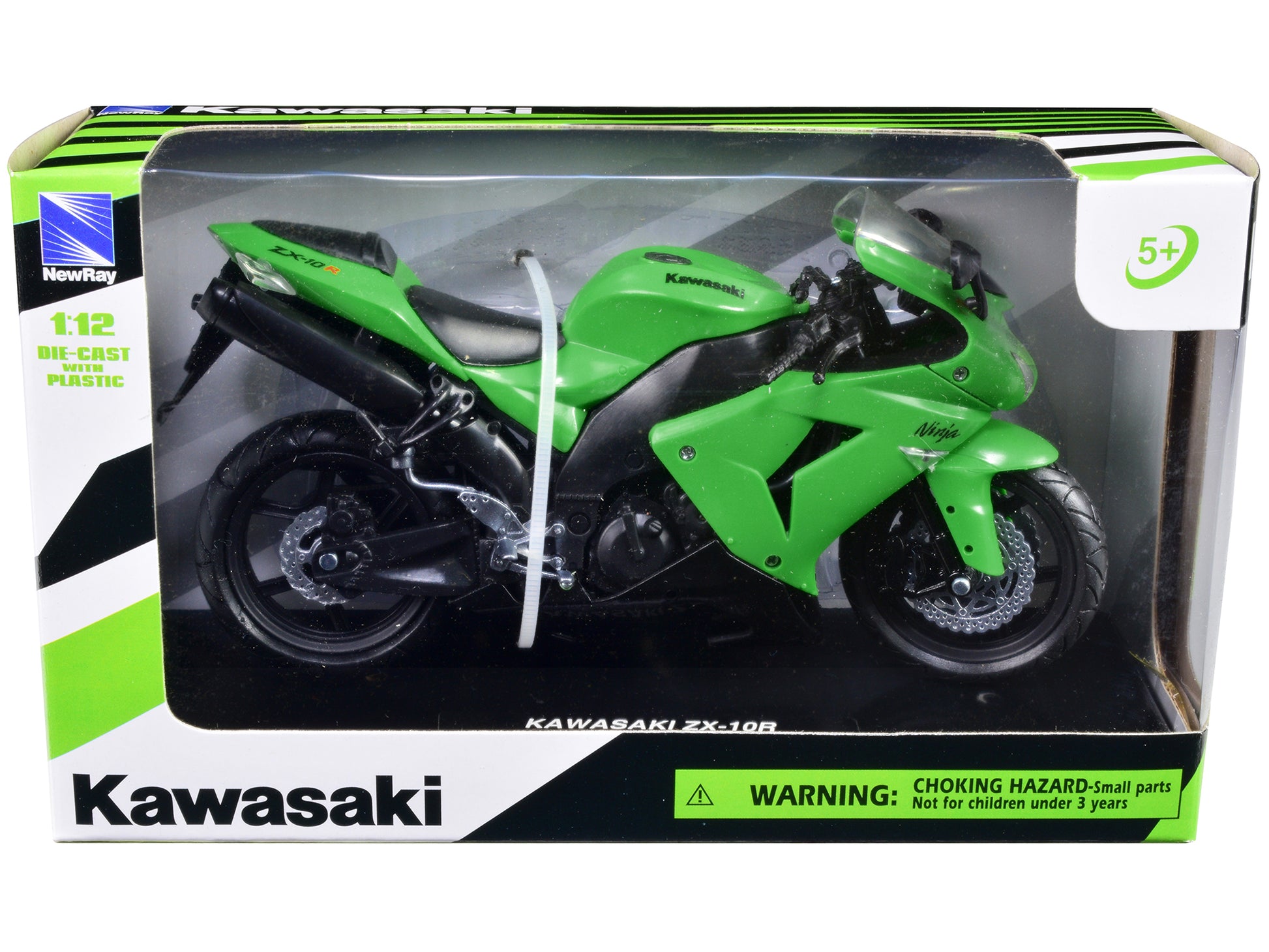 Kawasaki ZX-10R Ninja Motorcycle Green 1/12 Diecast Model by New Ray-DiecastModeler.com