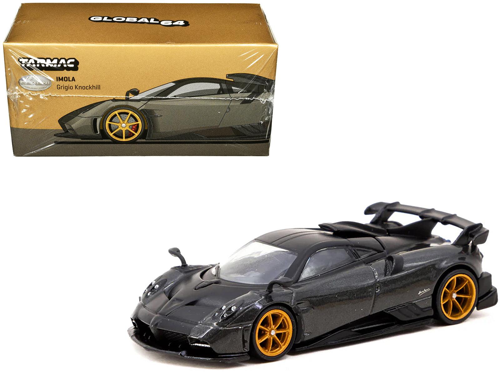 Pagani Imola Grigio Knockhill Gray Metallic with Matt Black Top "Global64" Series 1/64 Diecast Model by Tarmac Works-DiecastModeler.com