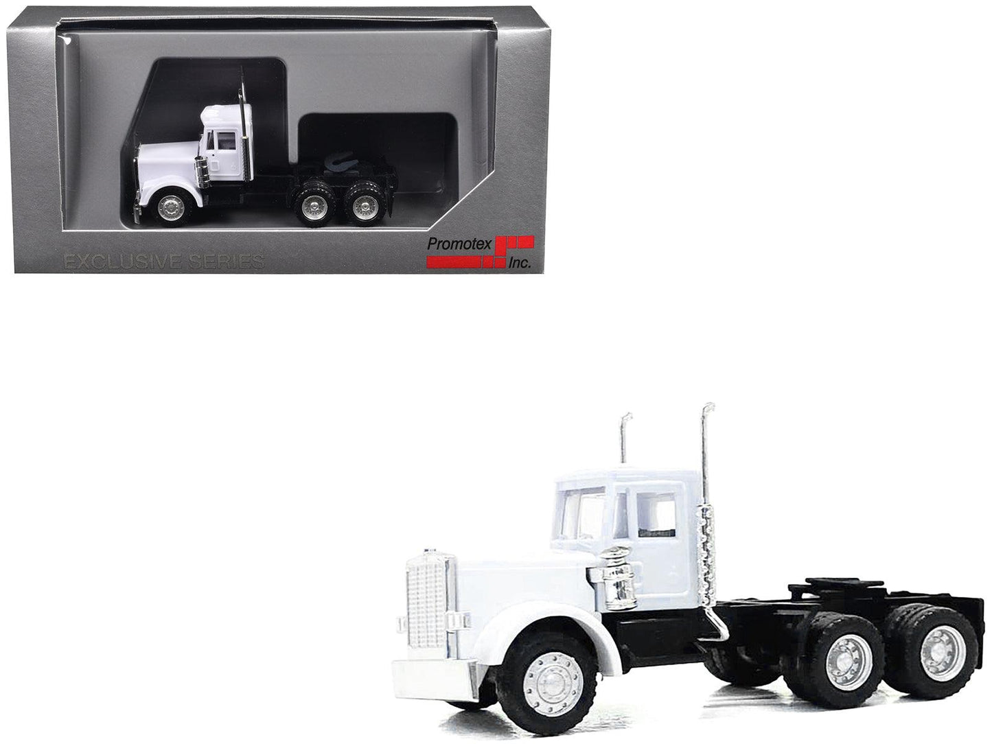 Peterbilt Short Day Cab with Updated Grill White 1/87 (HO) Plastic Model Car by Promotex-DiecastModeler.com