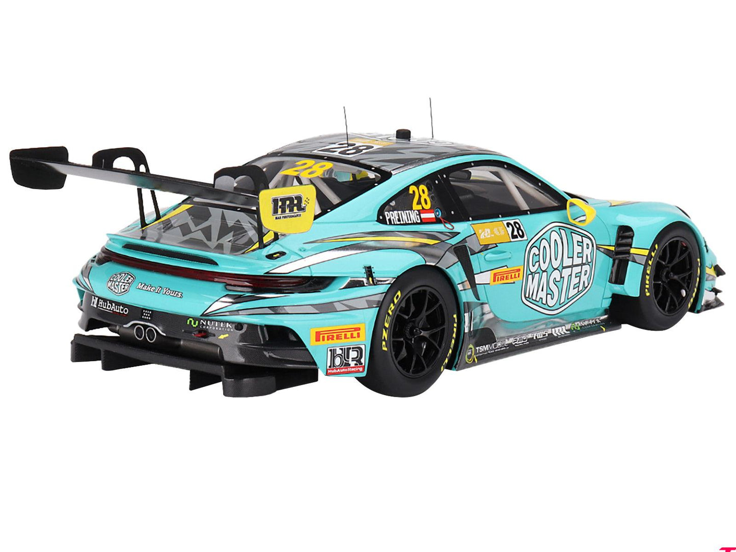 Porsche 911 GT3 R #28 Thomas Preining "HubAuto Racing" FIA GT World Cup "70th Macau Grand Prix" (2023) 1/18 Model Car by Top Speed-DiecastModeler.com