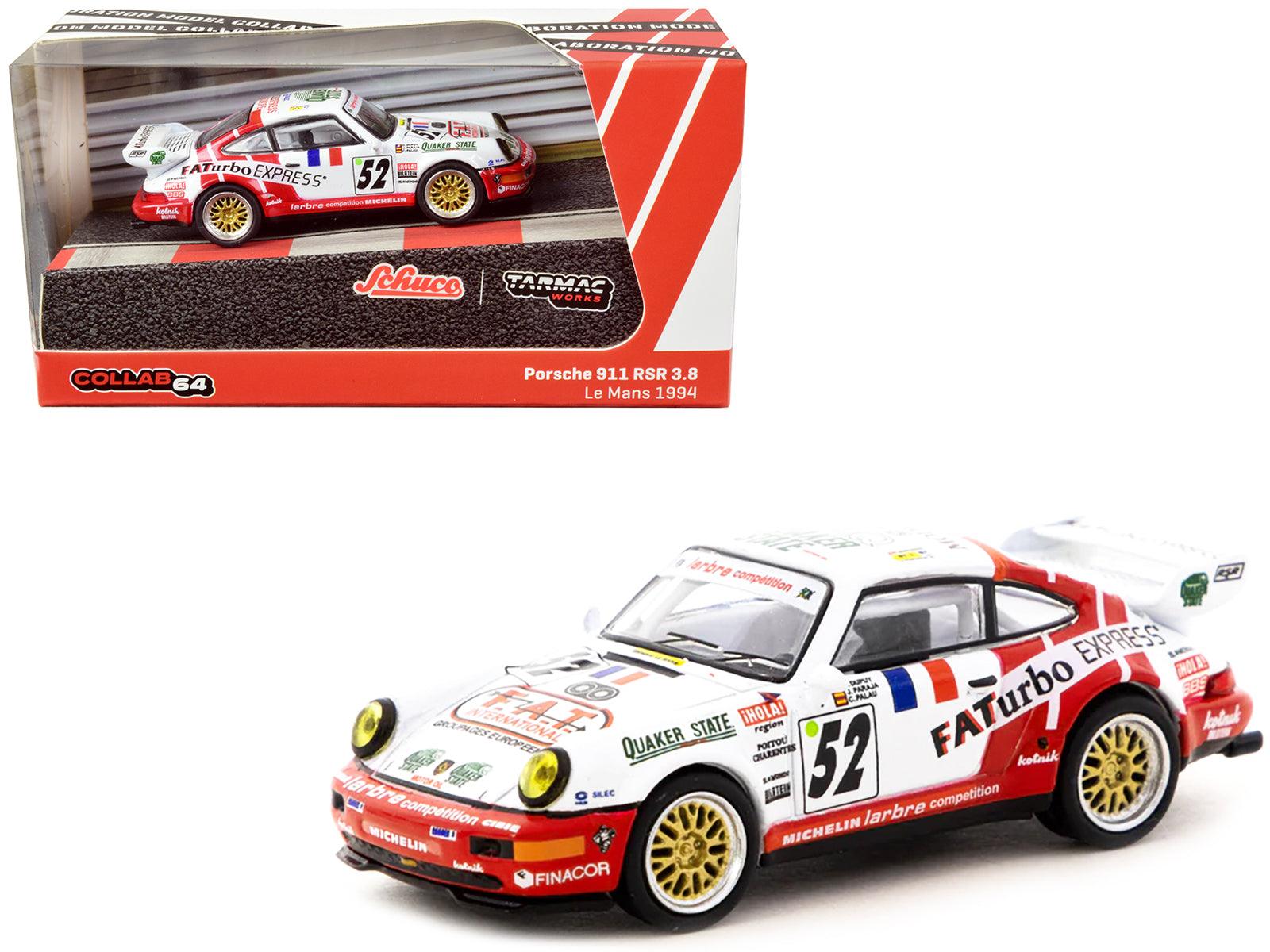 Porsche 911 RSR 3.8 #52 Jesus Pareja - Dominique Dupuy - Carlos Palau "24 Hours of Le Mans" (1994) "Collab64" Series 1/64 Diecast Model Car by Schuco & Tarmac Works-DiecastModeler.com