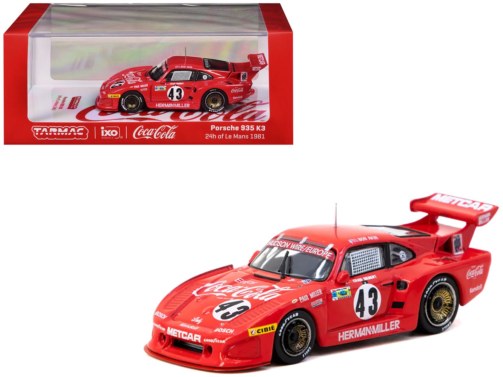 Porsche 935 K3 #43 Bob Akin - Paul Miller - Craig Siebert "Bob Akin Motor Racing" "24 Hours of Le Mans" (1981) "Hobby64" Series 1/64 Diecast Model Car by Tarmac Works-DiecastModeler.com