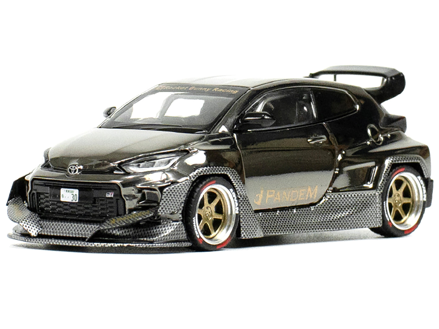 Toyota "Pandem" GR Yaris RHD (Right Hand Drive) Dark Chrome 1/64 Diecast Model Car by Pop Race