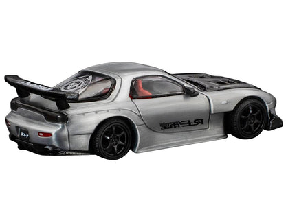 Mazda RX-7 RE-Amemiya RHD (Right Hand Drive) Silver Metallic with Carbon Hood "Japan Minicar a Gogo Exclusive" 1/64 Diecast Model Car by Pop Race