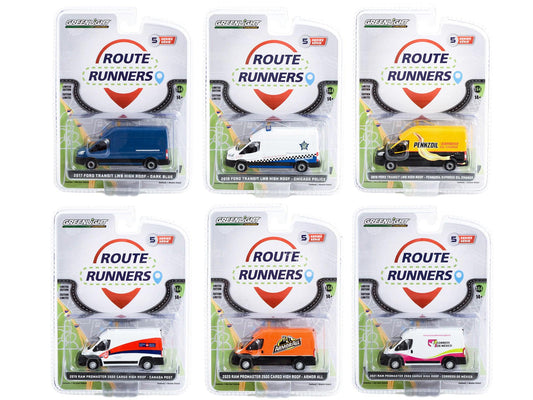 "Route Runners" Set of 6 Vans Series 5 1/64 Diecast Model Cars by Greenlight-DiecastModeler.com