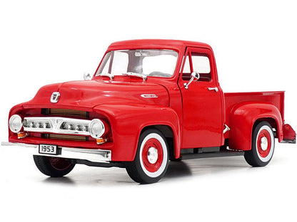 1953 Ford F-100 Pickup Truck Red 1/18 Diecast Model Car by Road Signature