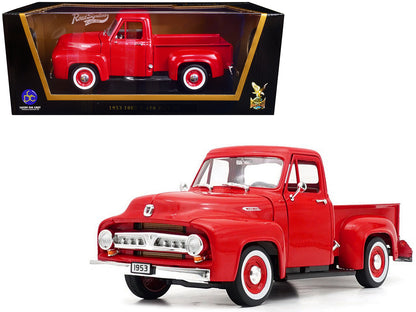 1953 Ford F-100 Pickup Truck Red 1/18 Diecast Model Car by Road Signature-DiecastModeler.com