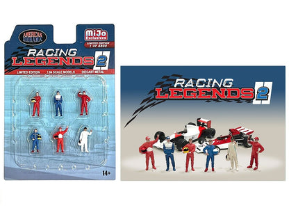 "Racing Legends 2" 6 piece Diecast Set (6 Driver Figures) Limited Edition to 4800 pieces Worldwide for 1/64 Scale Models by American Diorama-DiecastModeler.com