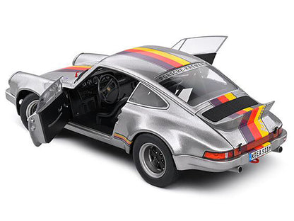 1973 Porsche 911 RSR "Kremer" Silver Metallic with Stripes 1/18 Diecast Model Car by Solido