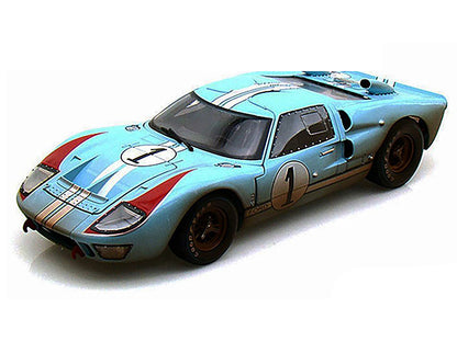 1966 Ford GT-40 MK II #1 Light Blue Miles - Hulme Le Mans (Dirty Version) 1/18 Diecast Model Car by Shelby Collectibles