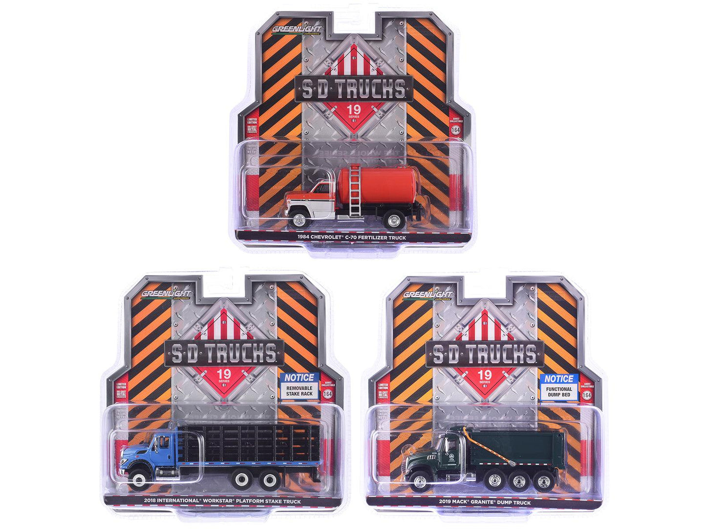 "S.D. Trucks" Series 19 Set of 3 pieces 1/64 Diecast Models by Greenlight-DiecastModeler.com
