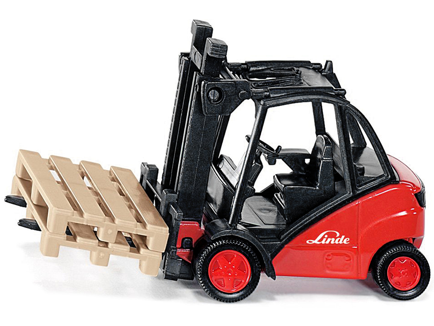 Linde Forklift Truck Red with 2 Pallet Accessories 1/50 Diecast Model by Siku-DiecastModeler.com