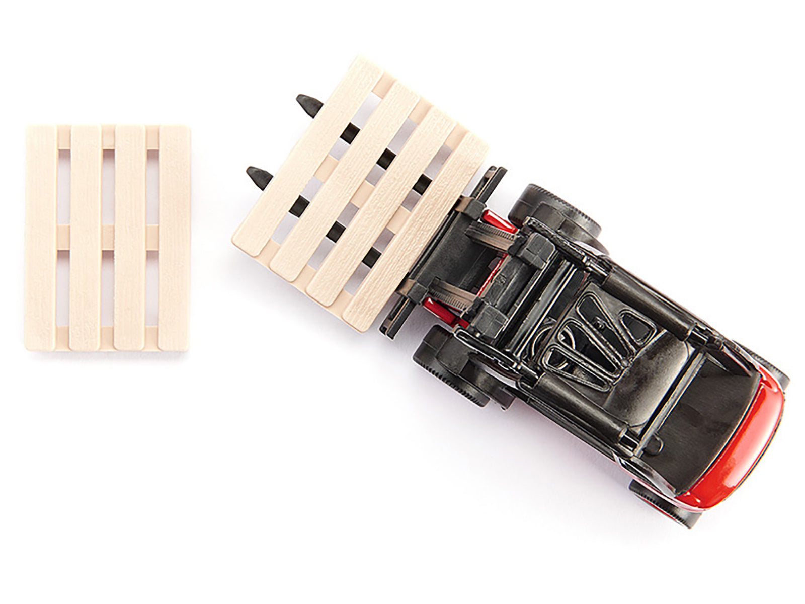 Linde Forklift Truck Red with 2 Pallet Accessories 1/50 Diecast Model by Siku-DiecastModeler.com