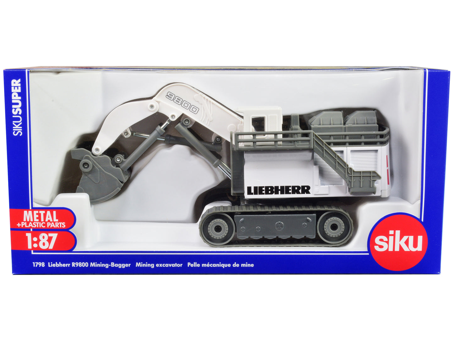 Liebherr R9800 Mining Excavator White and Gray 1/87 (HO) Diecast Model by Siku-DiecastModeler.com