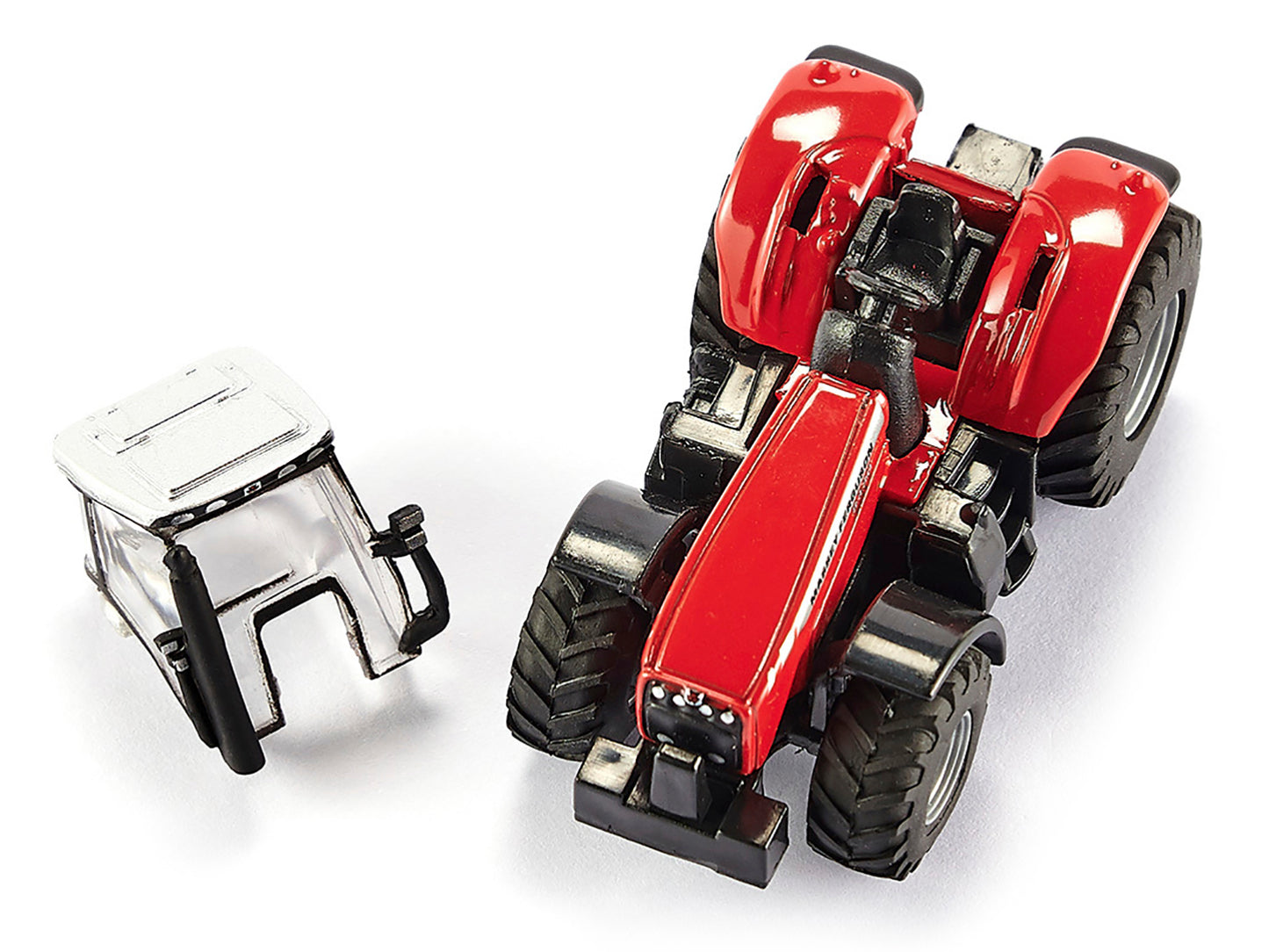 Massey Ferguson 8480 Dyna VT Tractor Red with Silver Top and Krampe Dump Trailer Red 1/87 (HO) Diecast Models by Siku-DiecastModeler.com